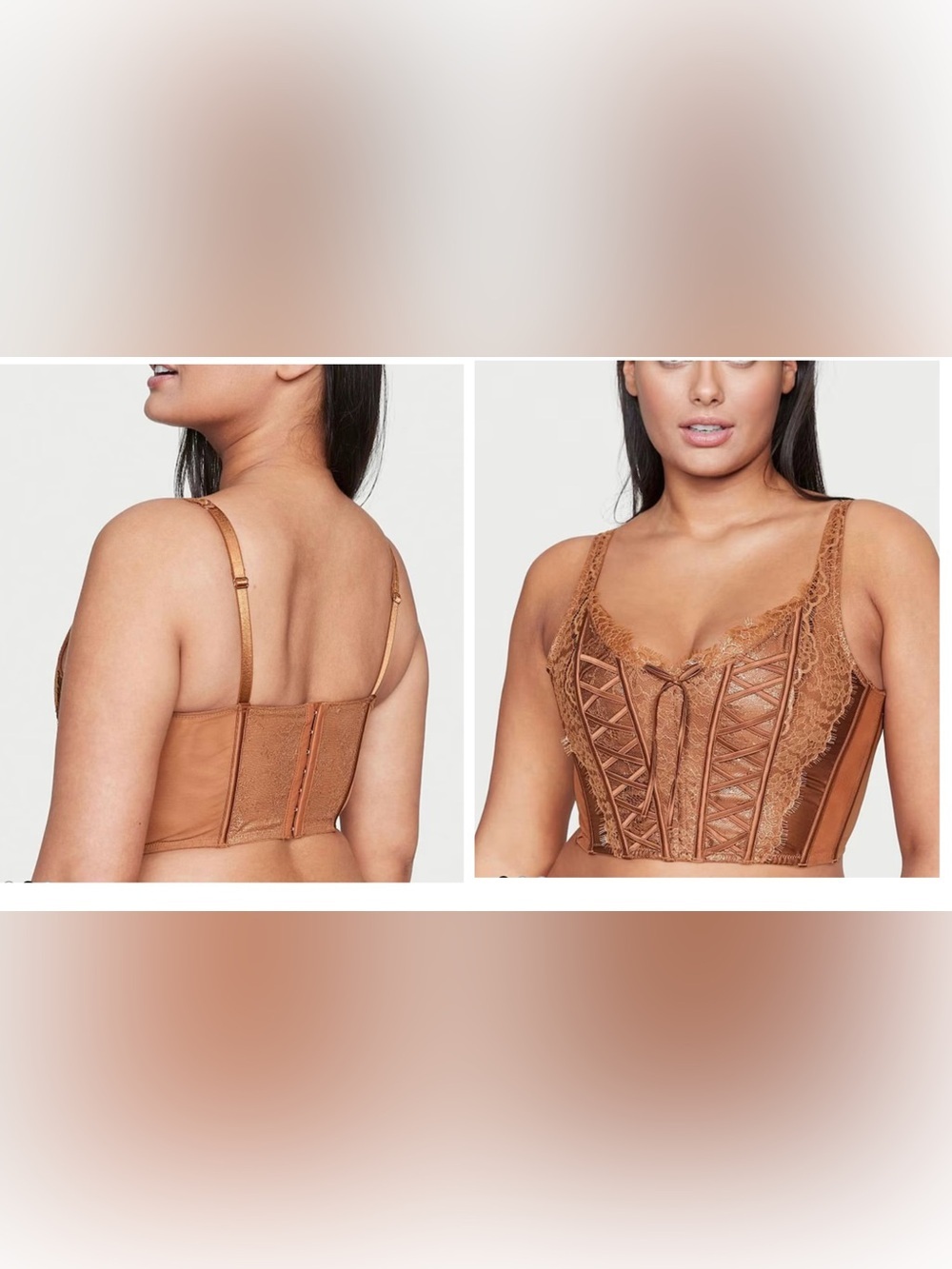 Caramel Kiss Brown Unlined Lace Up Corset Bra Top